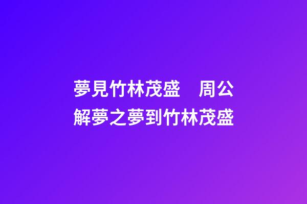 夢見竹林茂盛　周公解夢之夢到竹林茂盛